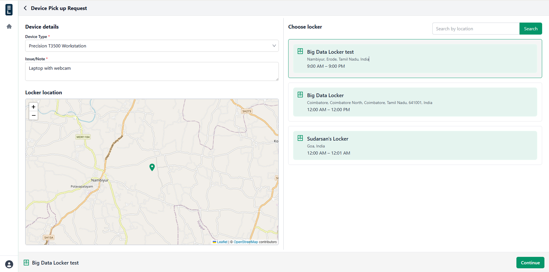 Device pickup form