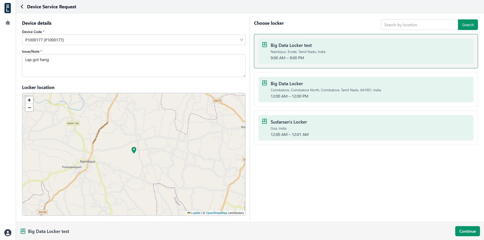 Device service form