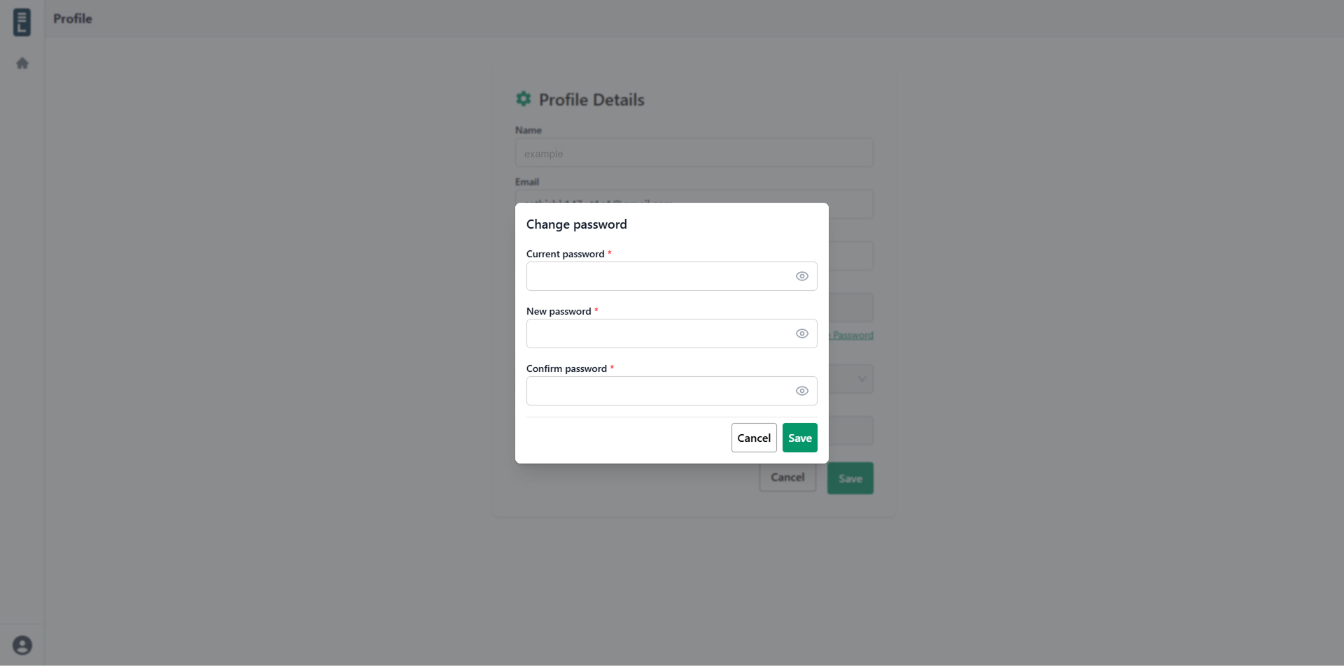 Profile change password