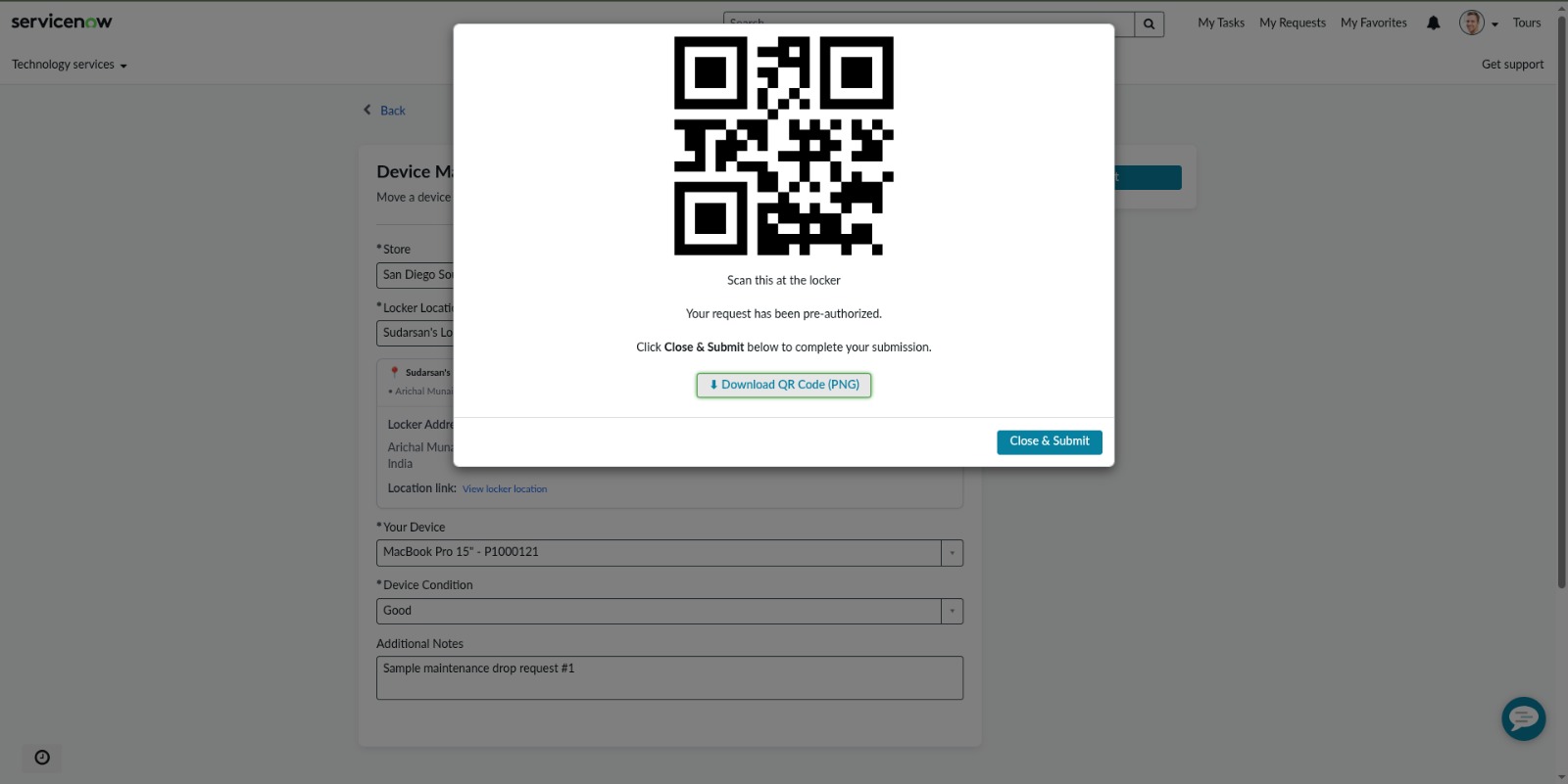 Device pickup snow QR