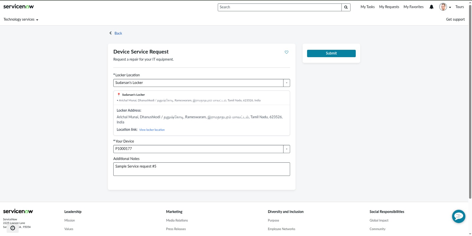 Device service snow