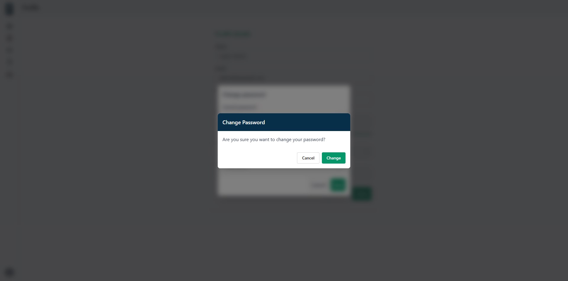 Profile change password confirmation