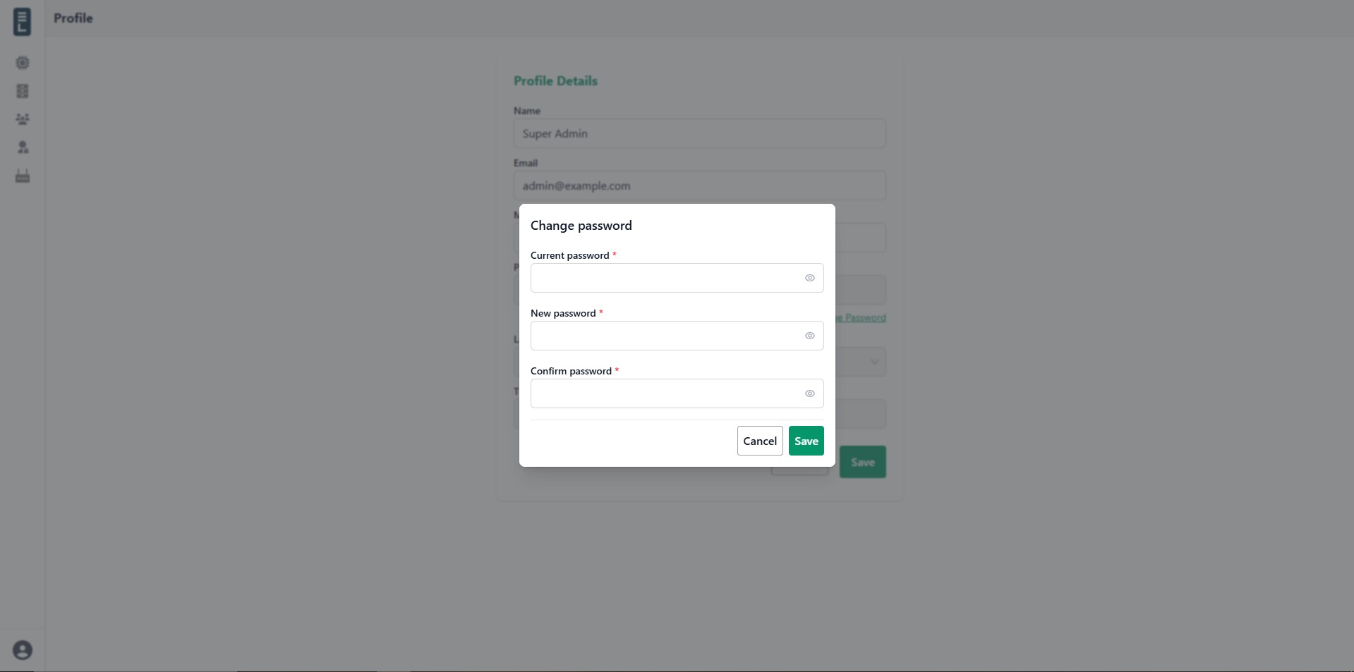Profile change password