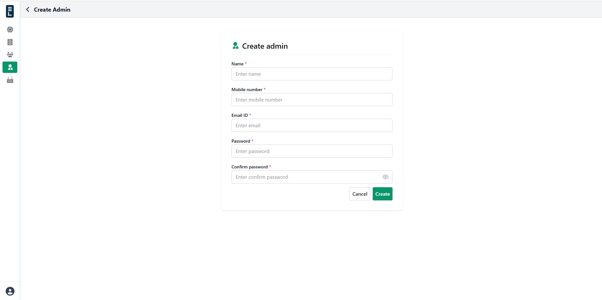 Create admin
