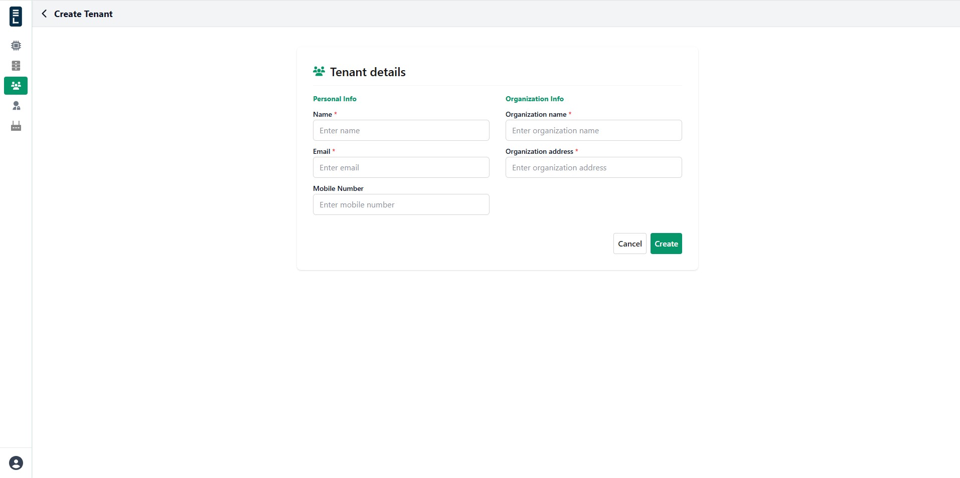 Create tenant
