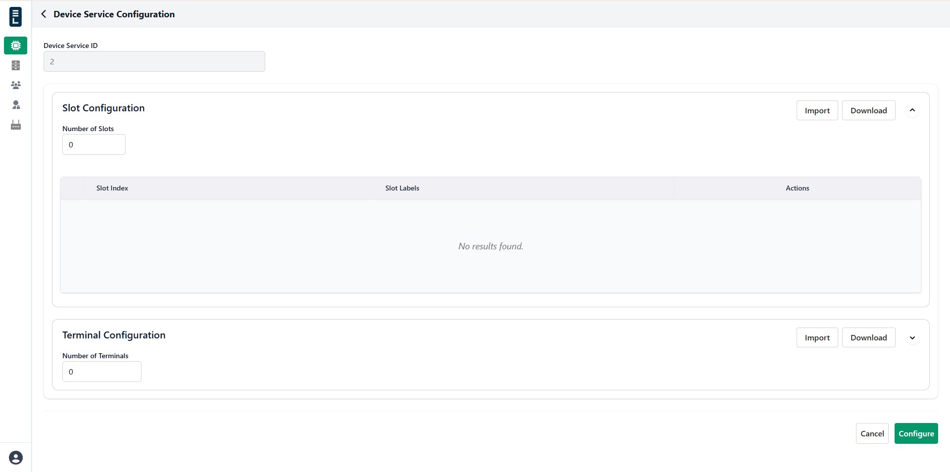 Device service configuration