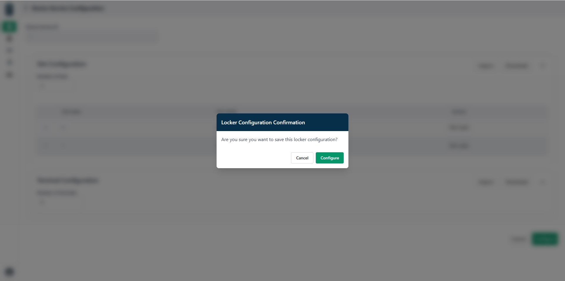Device service locker configuration confirmation