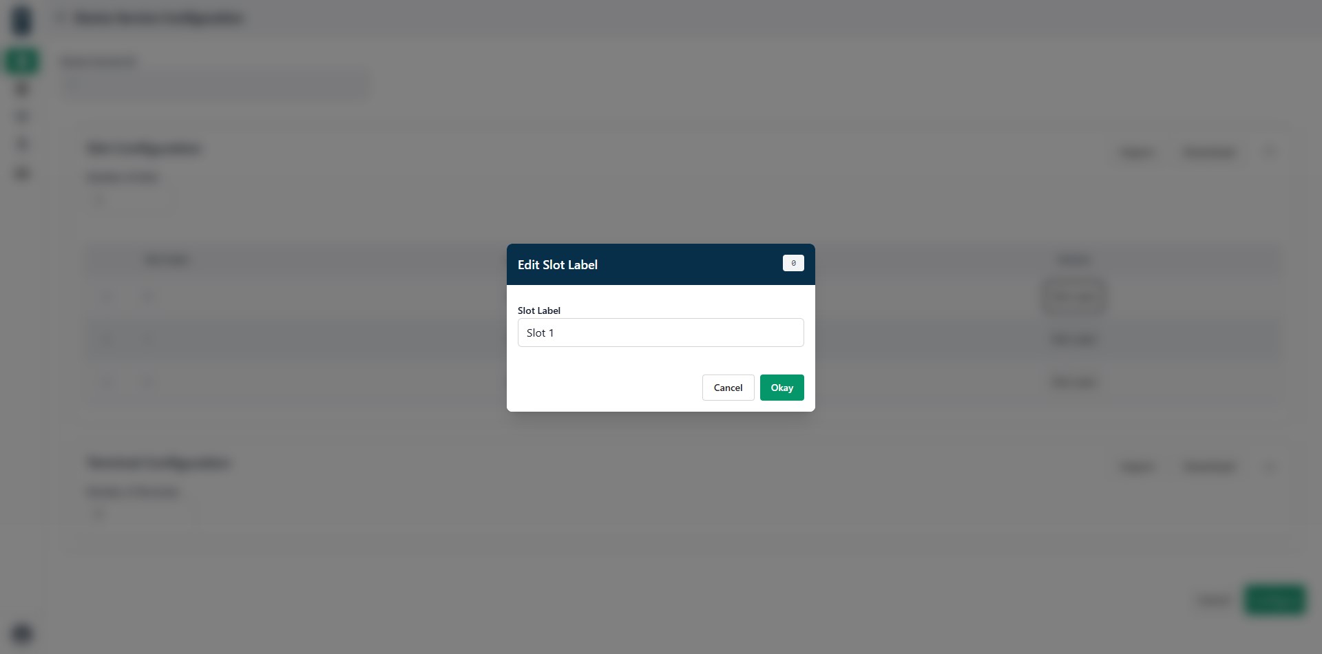 Device service slot label edit