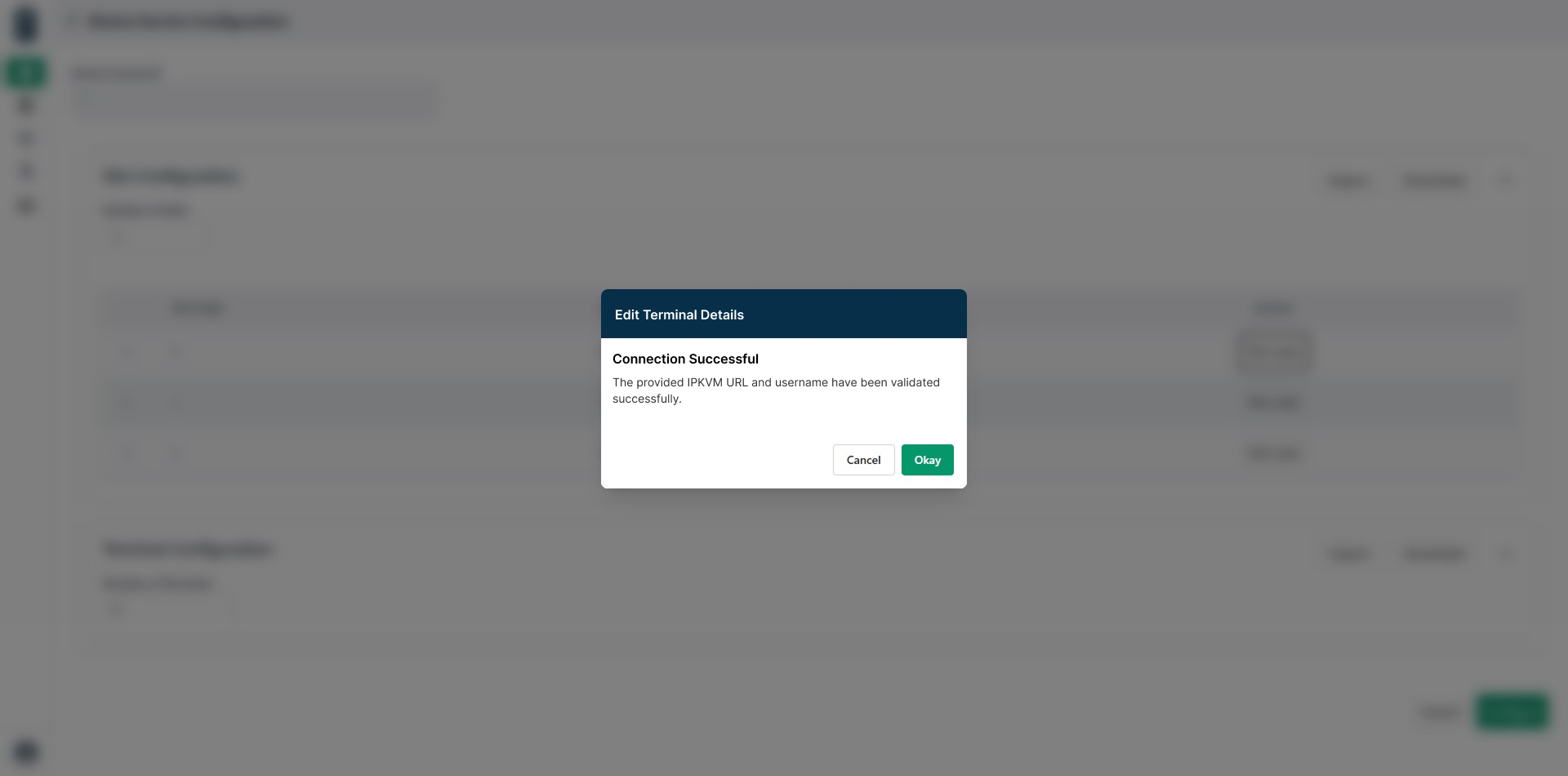 Device service terminal details test