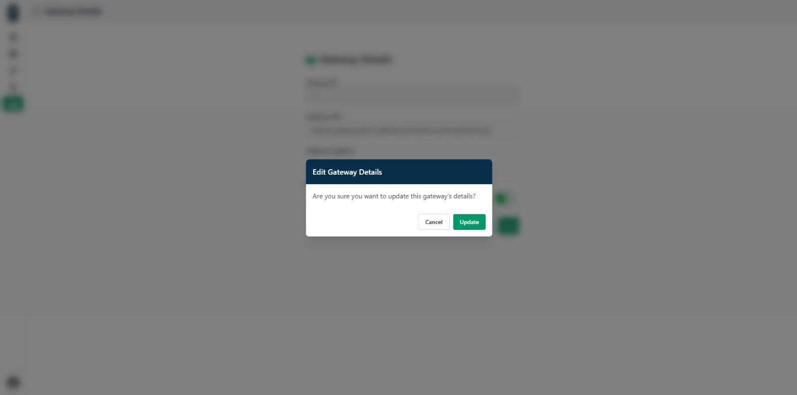 Gateway details edit confirmation