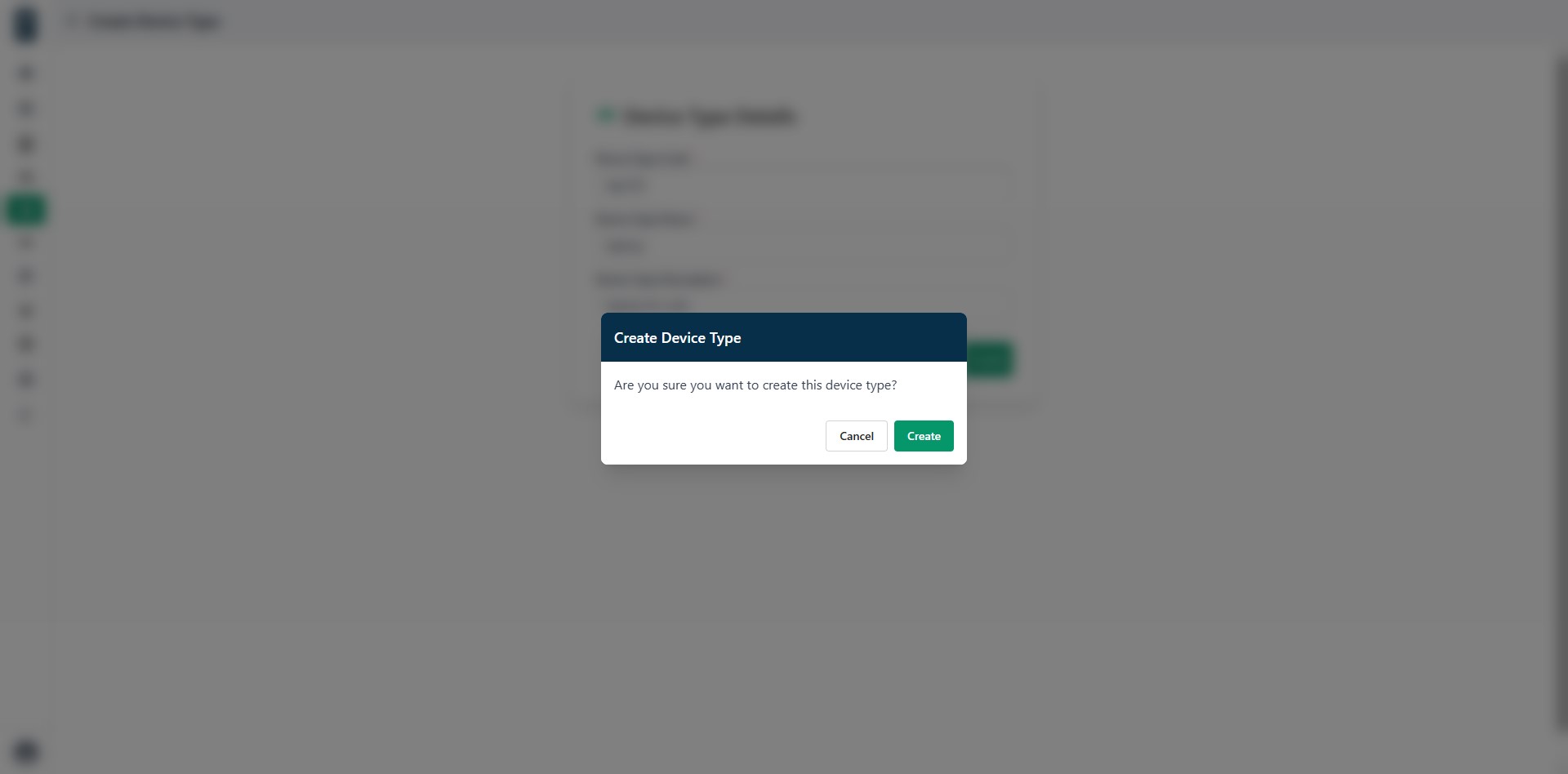 Create devicetype confirmation