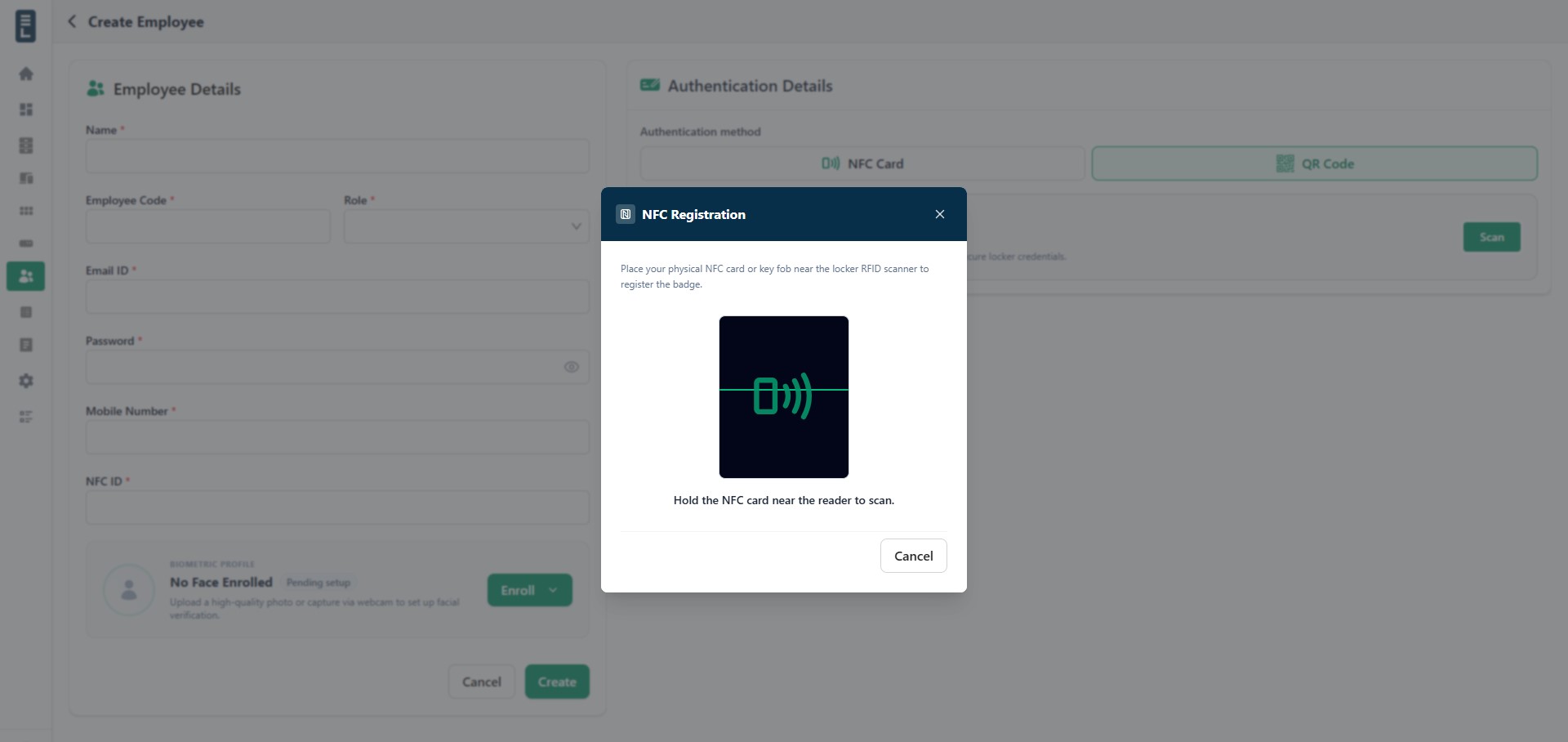 Employee NFC scan