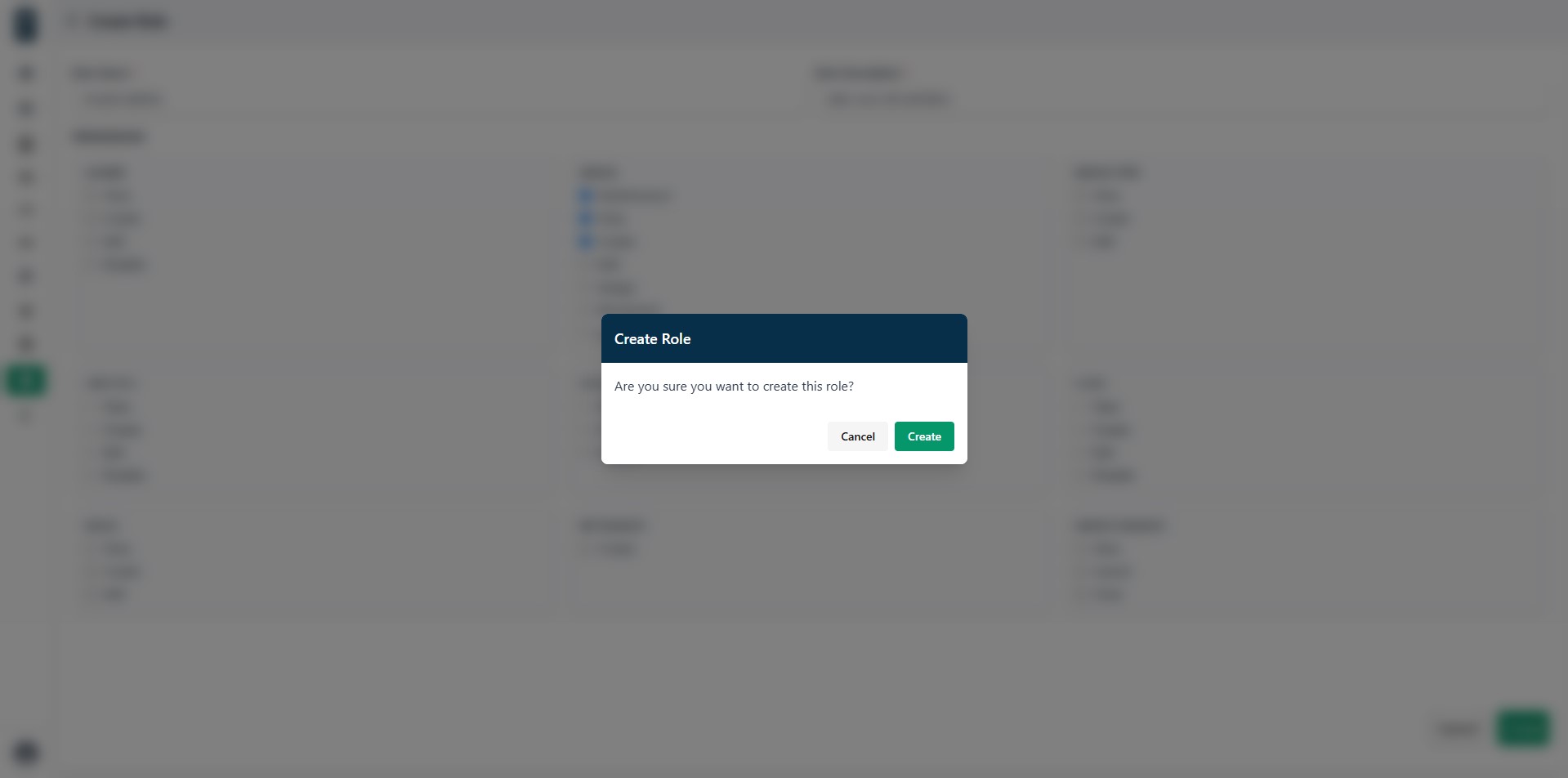 Create role confirmation