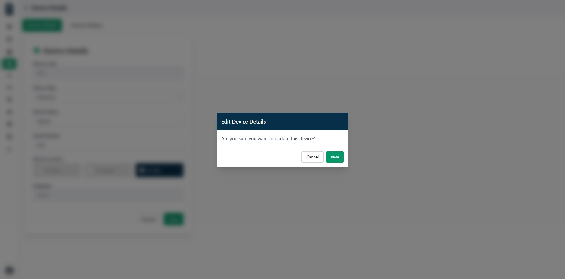 Device details edit confirmation