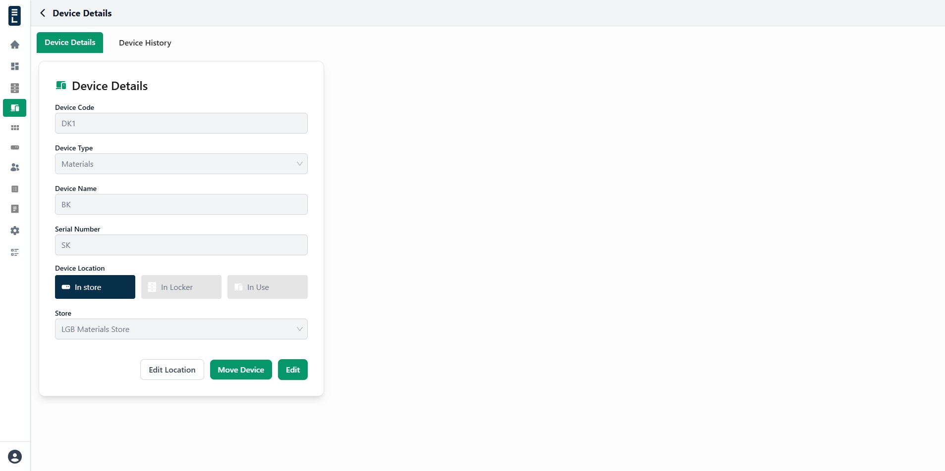 Device editlocation view