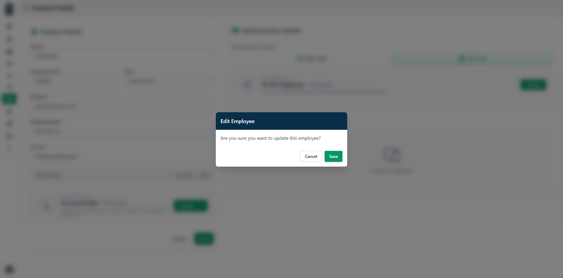 Employee details edit confirmation