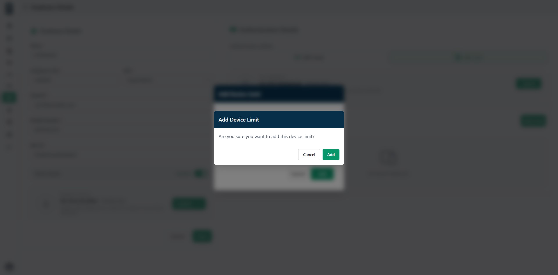 Employee device add limit confirmation