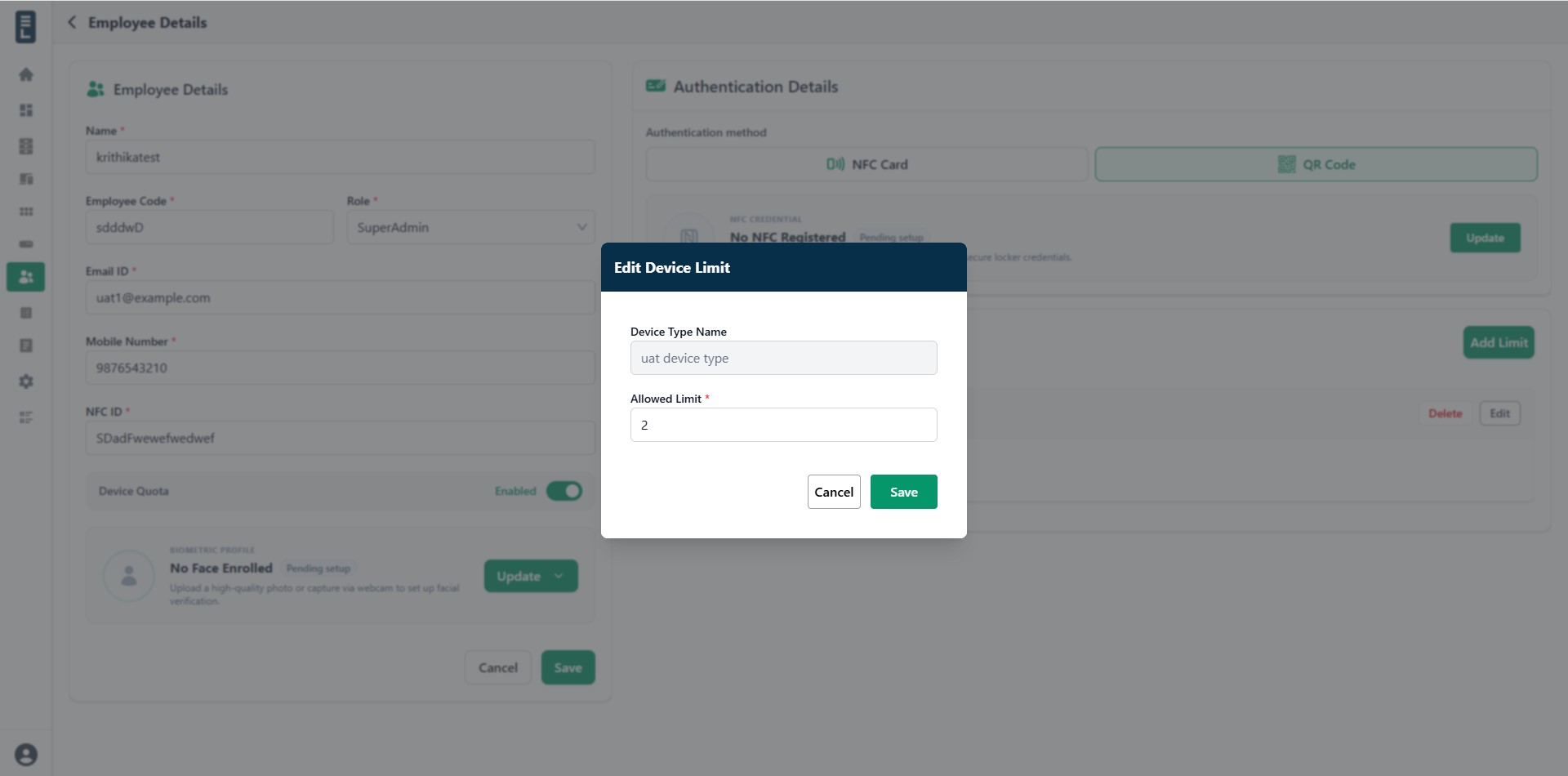 Employee device edit limit