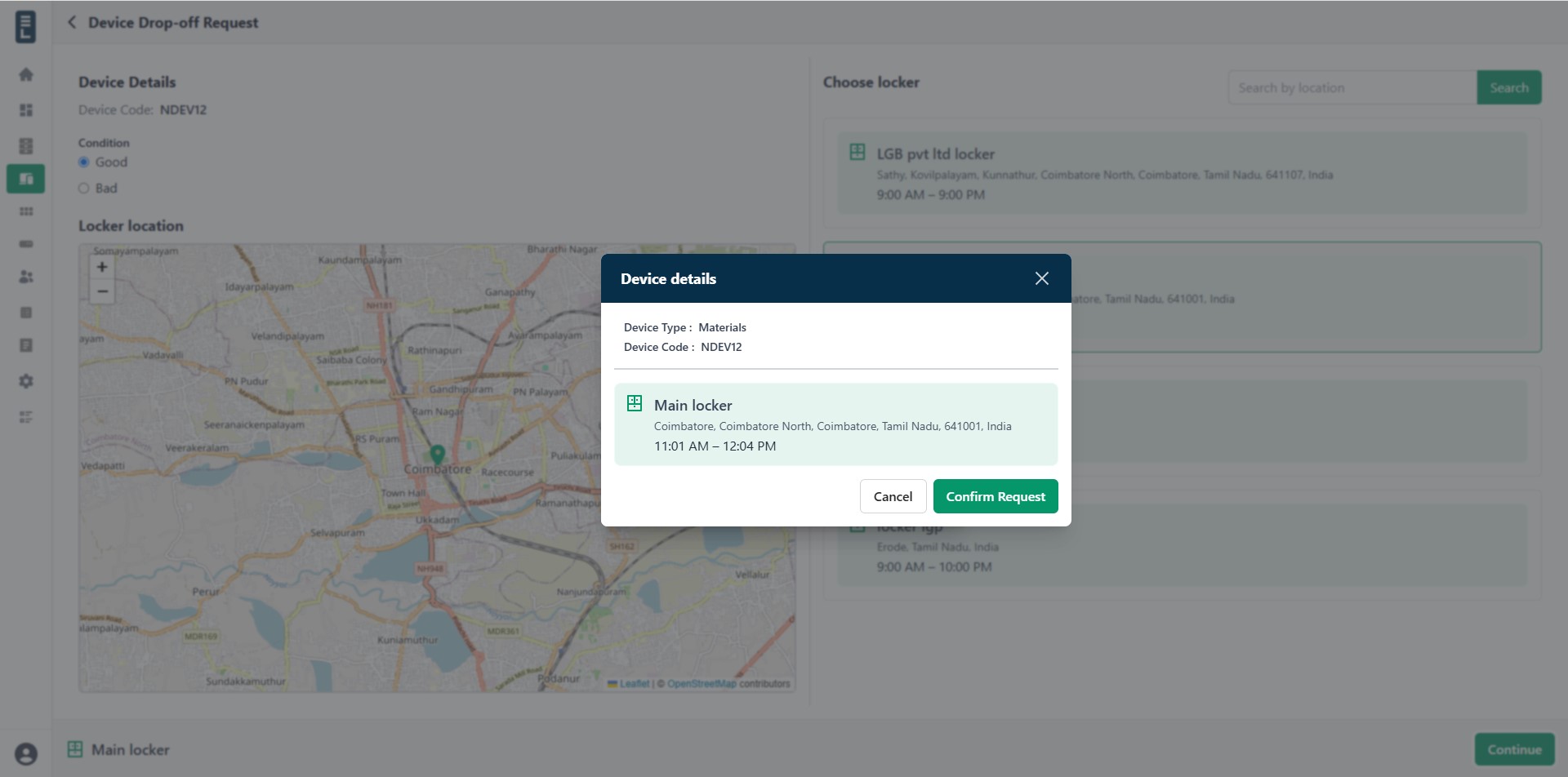 Movedevice storetolocker drop-off confirmation