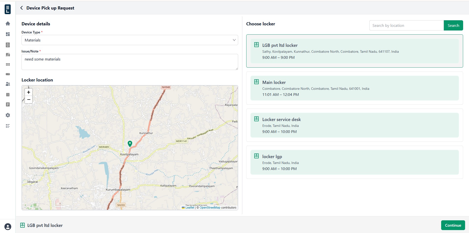 Device pickup form