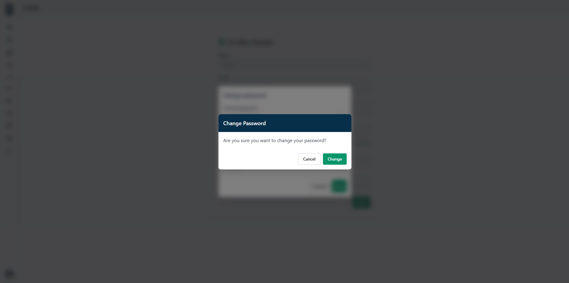 Profile change password confirmation