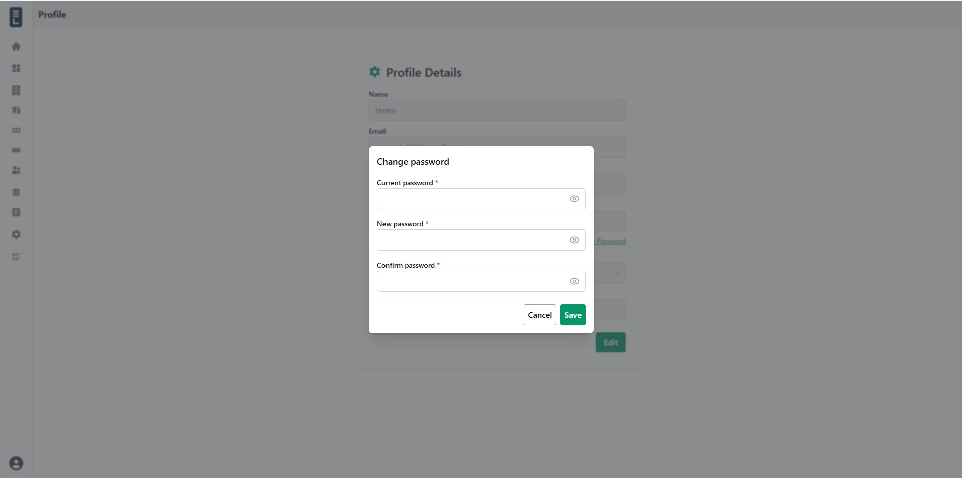 Profile change password