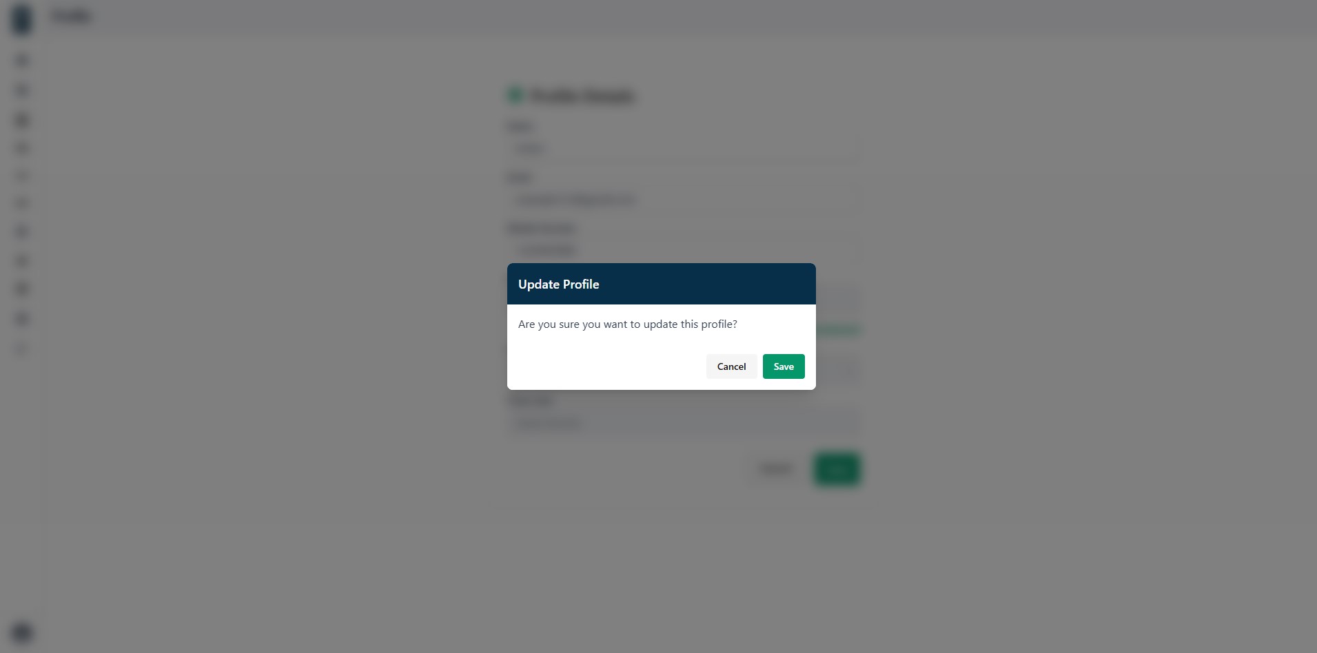 Profile edit confirmation
