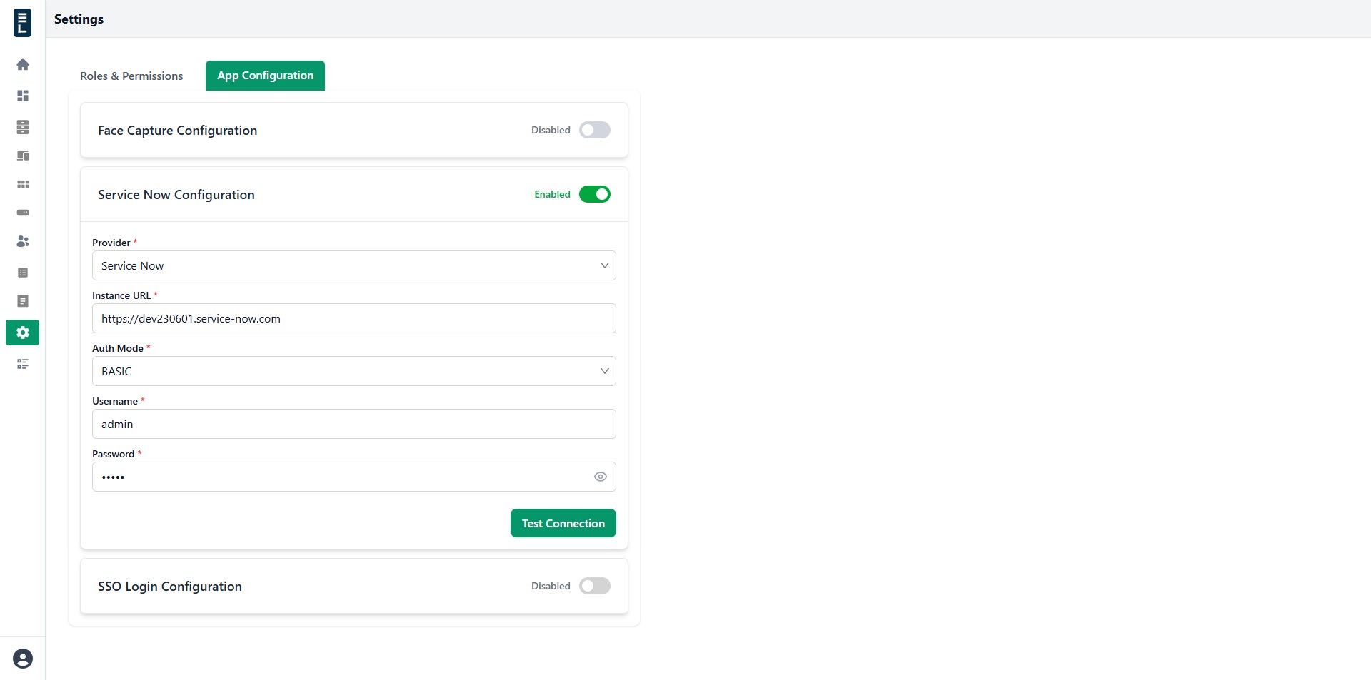 Service now configuration auth mode basic