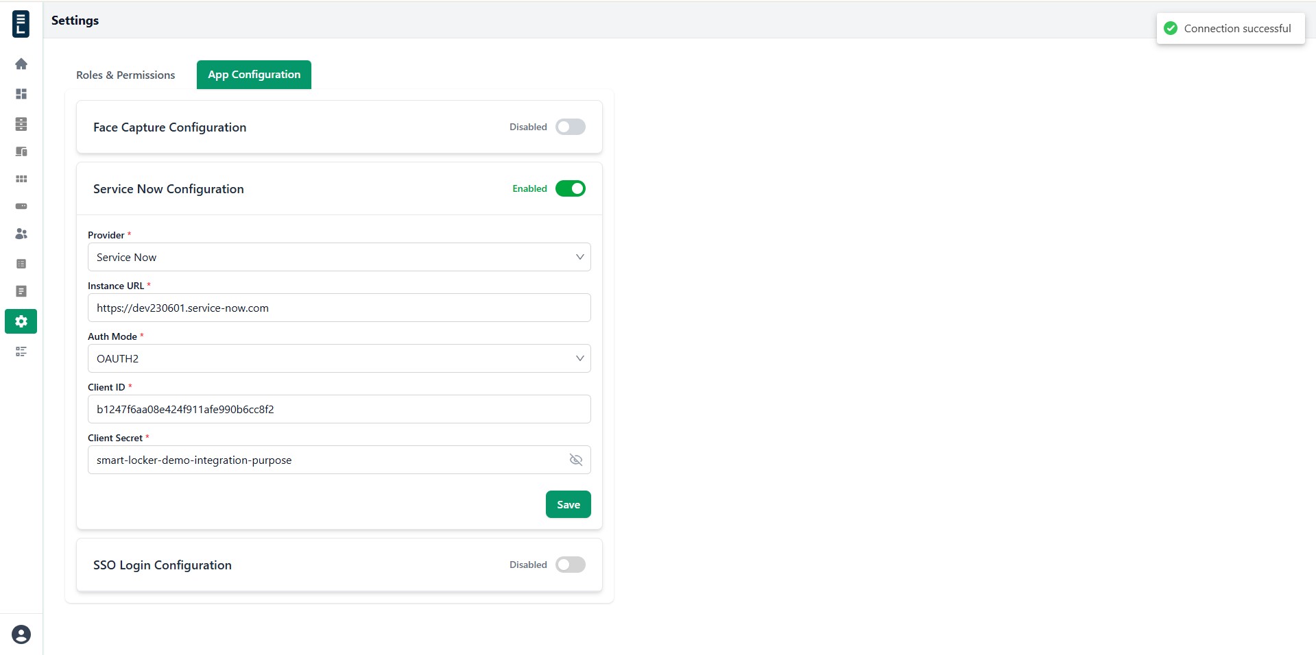 Service now test connection success