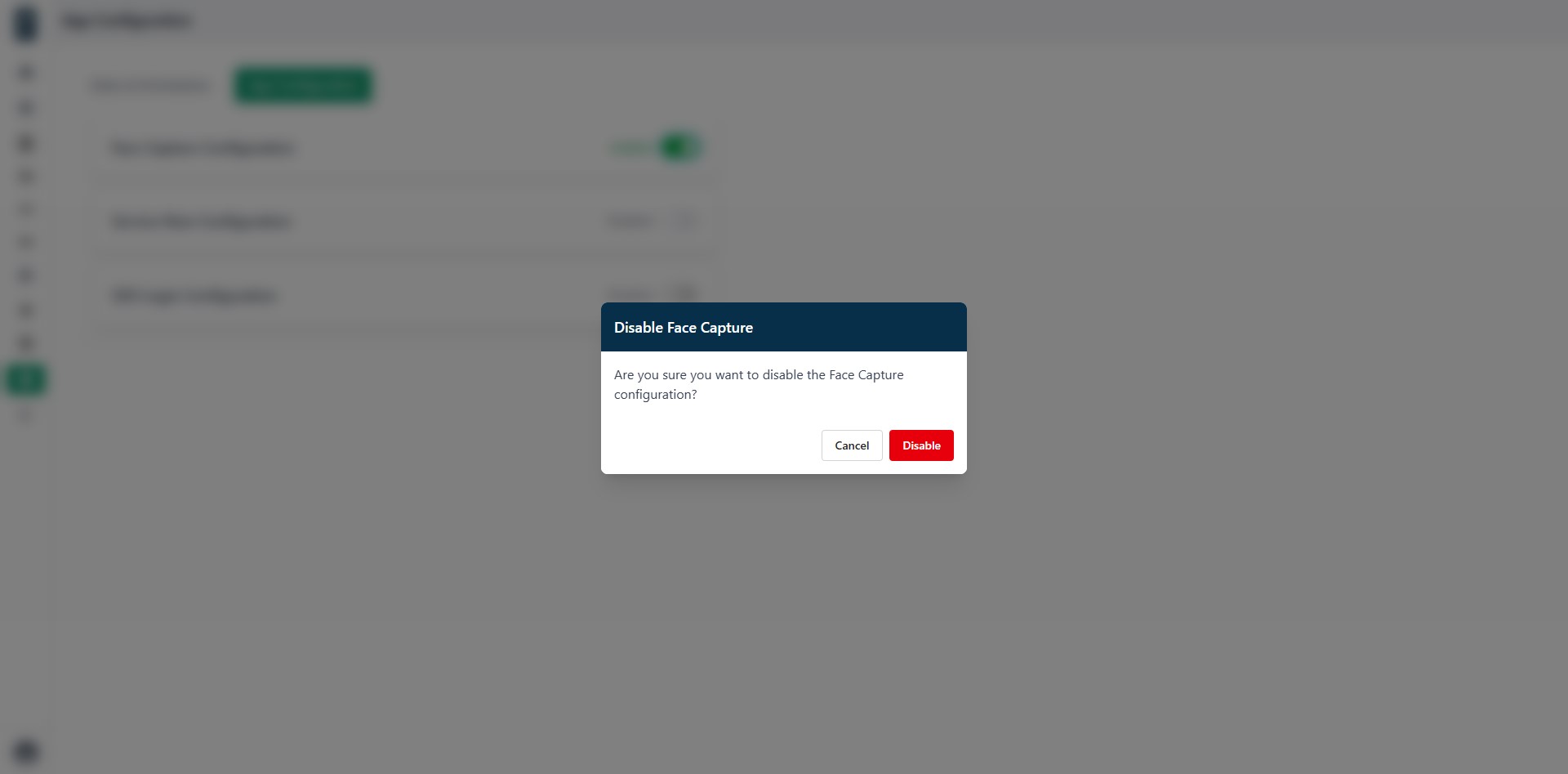 Face capture disable