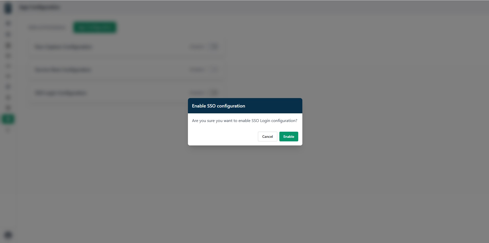 SSO enable confirmation