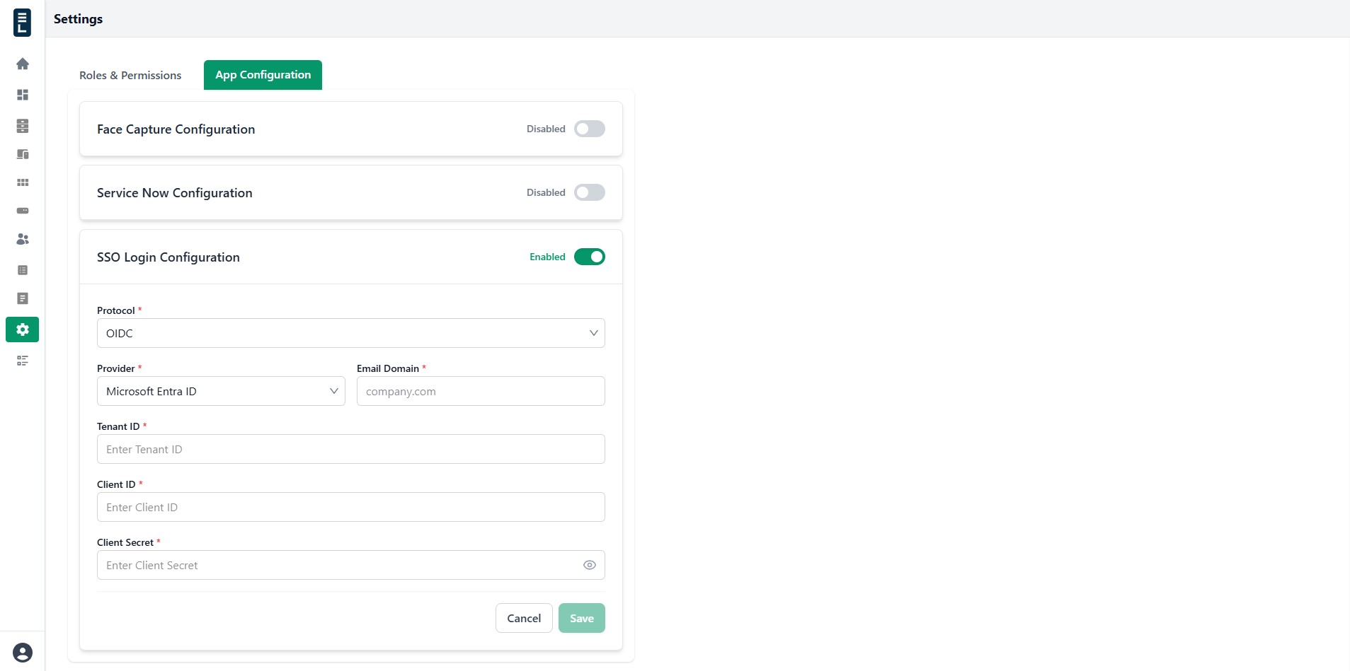 SSO protocol OIDC form