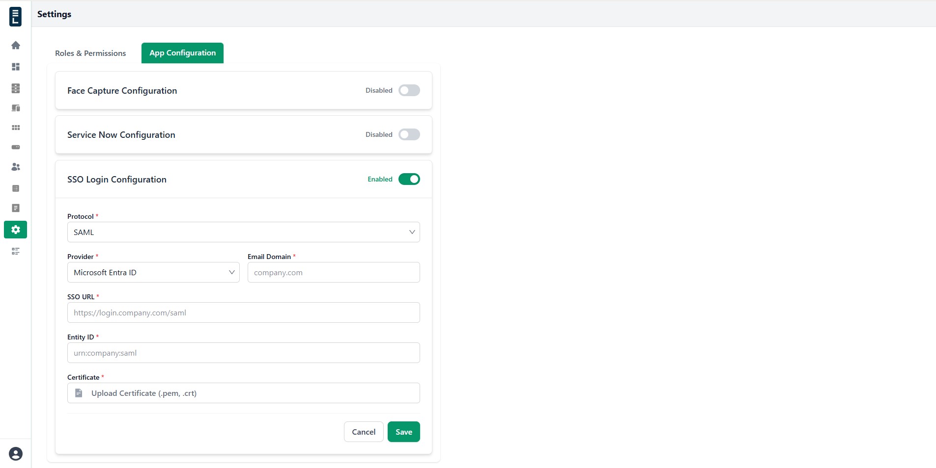 SSO protocol SAML form